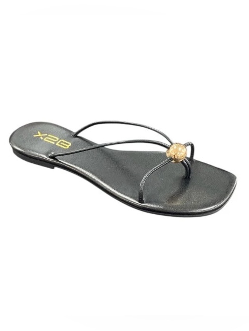 X2B Black Women's Thong Sandal with Gold Accent